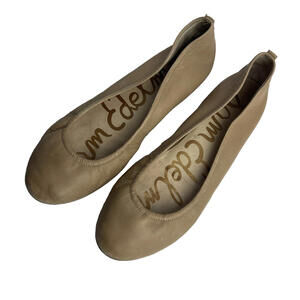 Sam Edelman Ballet Flats Leather Beige Round Toe Comfort 8.5 Shoes
